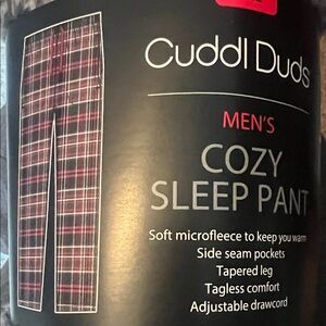 Cuddl Duds Men's Cozy Sleep Pant - Black and Red Plaid